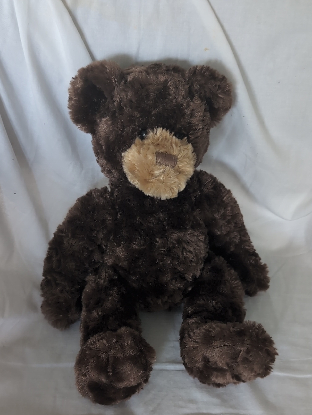 Plush Dark Brown Teddy Bear with Cream Muzzle, Soft Stuffed Animal